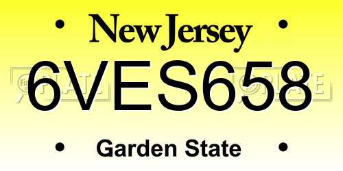 6VES658 New Jersey License Plate