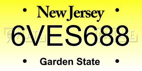 6VES688 New Jersey License Plate