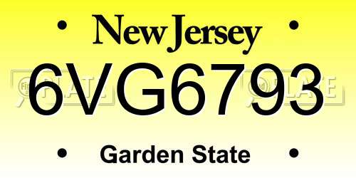 6VG6793 New Jersey License Plate