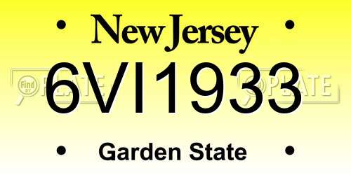 6VI1933 New Jersey License Plate