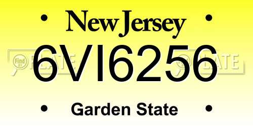 6VI6256 New Jersey License Plate