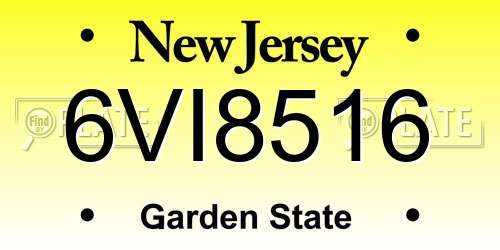 6VI8516 New Jersey License Plate