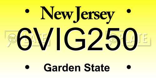 6VIG250 New Jersey License Plate
