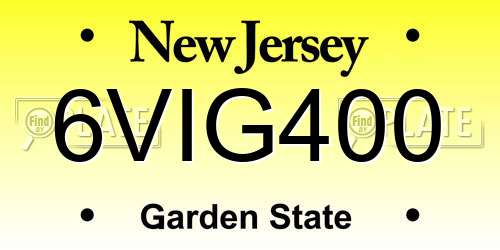 6VIG400 New Jersey License Plate