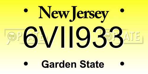 6VII933 New Jersey License Plate