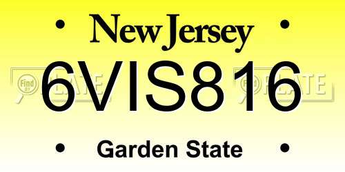 6VIS816 New Jersey License Plate