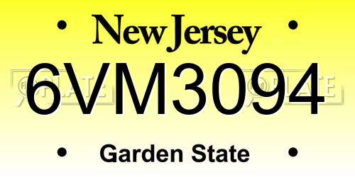 6VM3094 New Jersey License Plate
