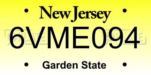 6VME094 New Jersey License Plate