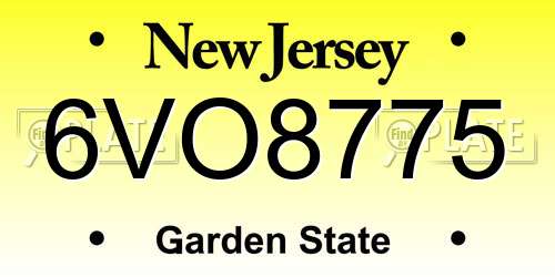 6VO8775 New Jersey License Plate