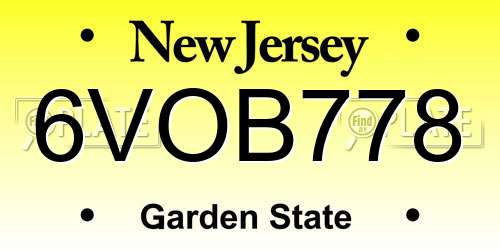 6VOB778 New Jersey License Plate