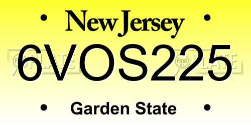 6VOS225 New Jersey License Plate