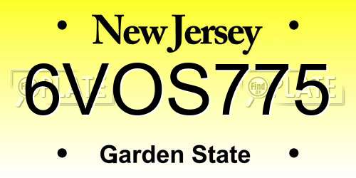 6VOS775 New Jersey License Plate