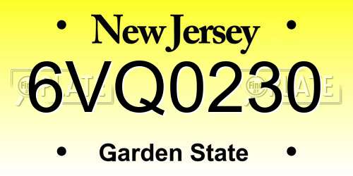 6VQ0230 New Jersey License Plate