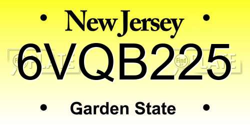 6VQB225 New Jersey License Plate