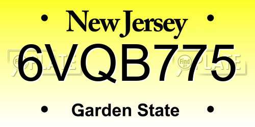 6VQB775 New Jersey License Plate