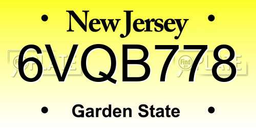 6VQB778 New Jersey License Plate