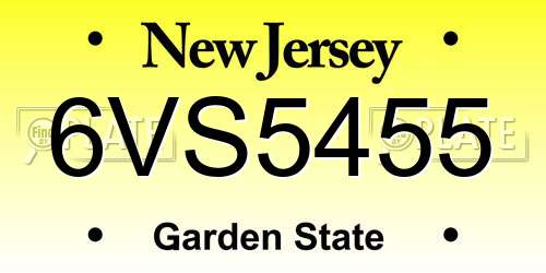 6VS5455 New Jersey License Plate