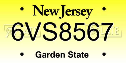 6VS8567 New Jersey License Plate
