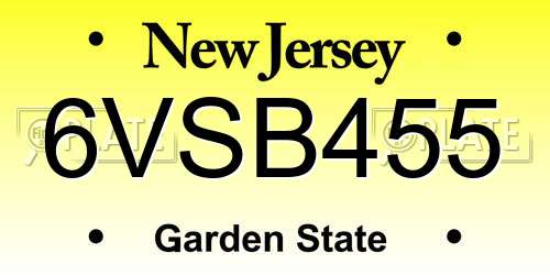 6VSB455 New Jersey License Plate