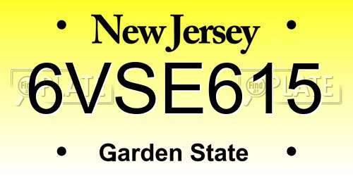 6VSE615 New Jersey License Plate