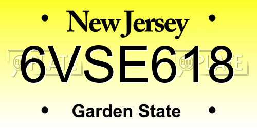 6VSE618 New Jersey License Plate