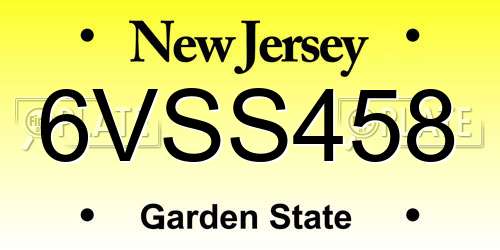 6VSS458 New Jersey License Plate