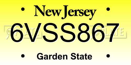6VSS867 New Jersey License Plate