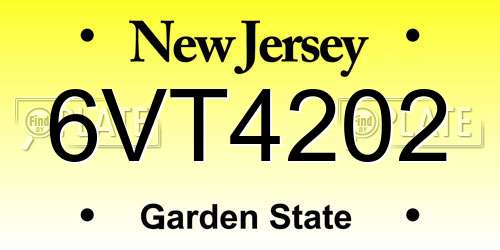6VT4202 New Jersey License Plate