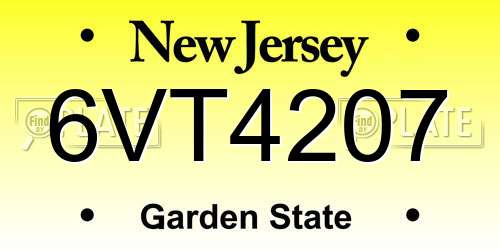 6VT4207 New Jersey License Plate