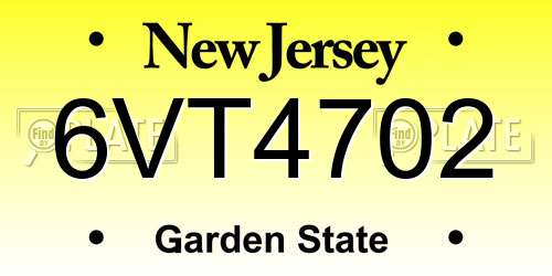 6VT4702 New Jersey License Plate