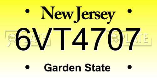 6VT4707 New Jersey License Plate