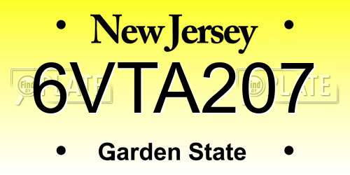 6VTA207 New Jersey License Plate