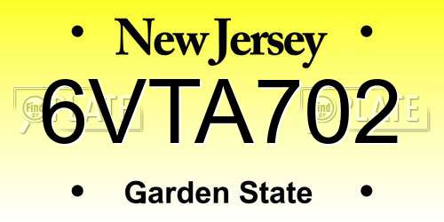 6VTA702 New Jersey License Plate