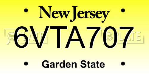 6VTA707 New Jersey License Plate