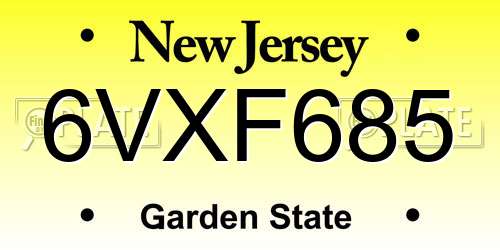 6VXF685 New Jersey License Plate