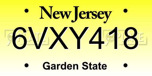 6VXY418 New Jersey License Plate