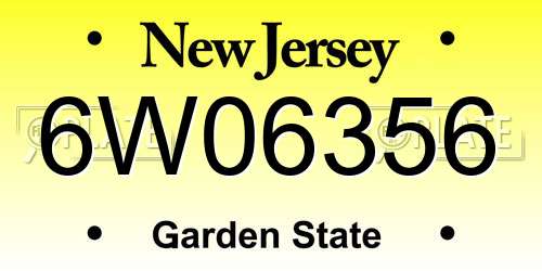 6W06356 New Jersey License Plate