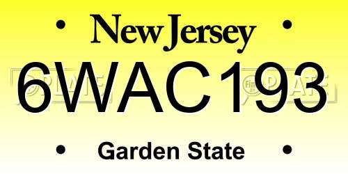 6WAC193 New Jersey License Plate