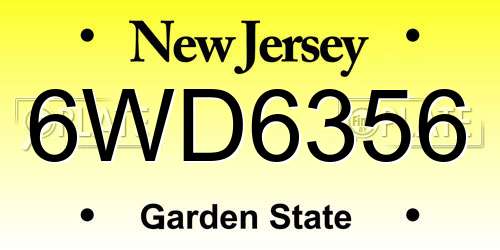 6WD6356 New Jersey License Plate