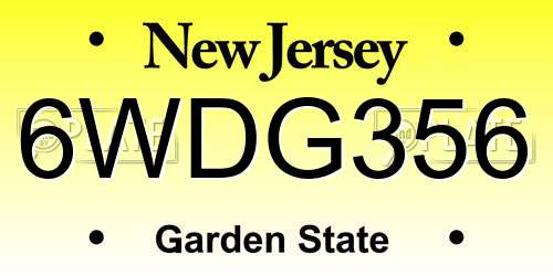 6WDG356 New Jersey License Plate