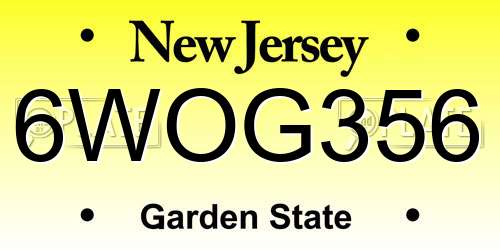 6WOG356 New Jersey License Plate