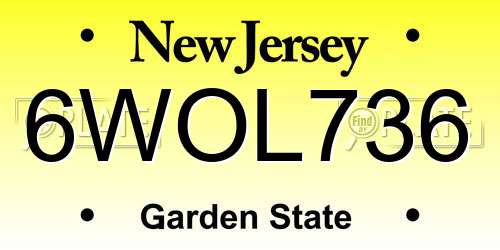 6WOL736 New Jersey License Plate
