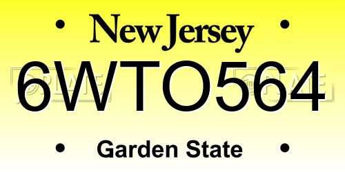 6WTO564 New Jersey License Plate