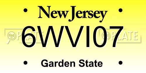 6WVI07 New Jersey License Plate