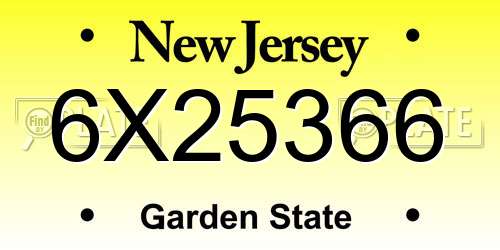 6X25366 New Jersey License Plate