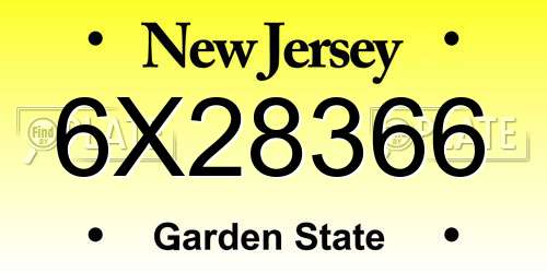 6X28366 New Jersey License Plate