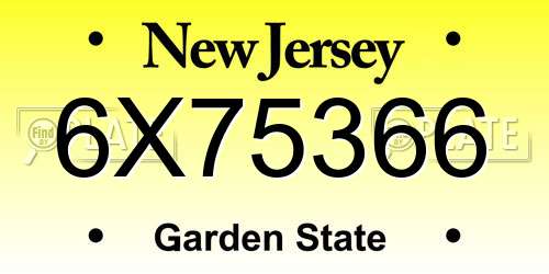 6X75366 New Jersey License Plate