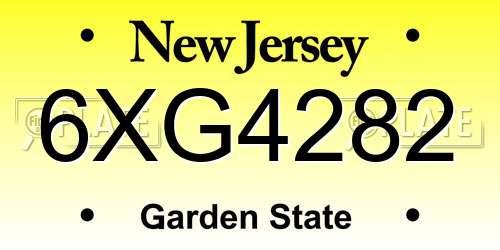 6XG4282 New Jersey License Plate