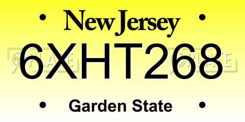 6XHT268 New Jersey License Plate