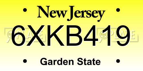 6XKB419 New Jersey License Plate